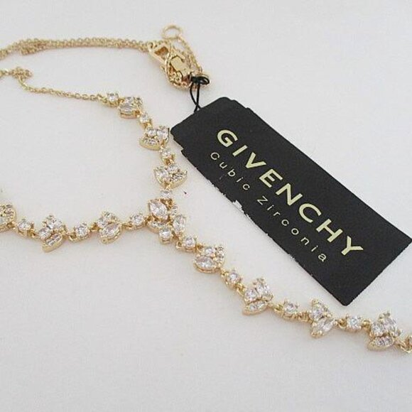 Givenchy Gold-Tone Cubic Zirconia Lariat Necklace, 16" + 3" extender - Picture 1 of 10